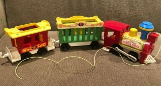 Vintage Fisher Price CIRCUS TRAIN Playset 3 Cars Vehicle Figures 4 Animals 2
