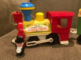 Vintage Fisher Price CIRCUS TRAIN Playset 3 Cars Vehicle Figures 4 Animals 3