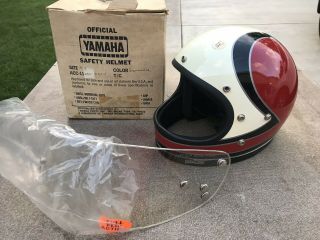 Very Rare Vintage NOS 1970 Yamaha Racing Snowmobile Helmet With Full Flip Action 6
