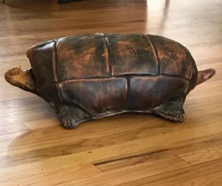 Vintage Omersa Abercrombie & Fitch Leather Tortoise Ottoman Footstool England 2