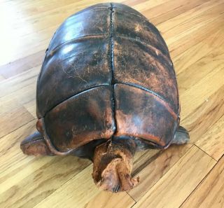 Vintage Omersa Abercrombie & Fitch Leather Tortoise Ottoman Footstool England 4