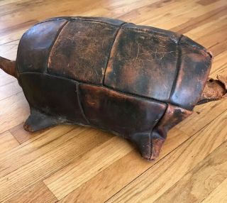 Vintage Omersa Abercrombie & Fitch Leather Tortoise Ottoman Footstool England 5
