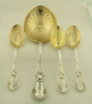 Antique Gorham,  Regent Pattern Sterling Silver Berry Spoon & 3 Smaller Spoons.