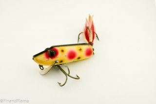 Vintage Heddon Giant Runt Antique Fishing Lure Desirable Strawberry Spot GH381 2