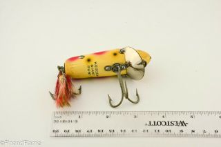Vintage Heddon Giant Runt Antique Fishing Lure Desirable Strawberry Spot GH381 6