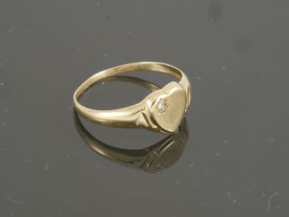 Antique Victorian 1800 ' s 10k Yellow Gold Diamond Heart JM Brushed Textured Ring 2