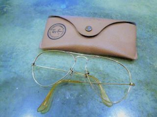 Vintage B&l Bausch & Lomb Ray - Ban Usa 1/10 12k Gf Gold Filled Aviator Sunglasses