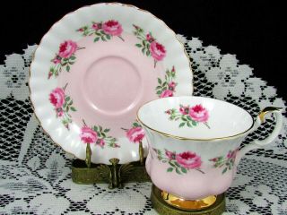 ROYAL ALBERT BRIDESMAID ROSES PINK FLUTED TEA CUP AND SAUCER 2