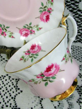 ROYAL ALBERT BRIDESMAID ROSES PINK FLUTED TEA CUP AND SAUCER 4