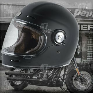Torc T1 Matte Black Retro Vintage Cafe Bile Motorcycle Full Face Helmet
