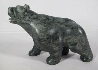 Vintage 1993 Canadian Polar Bear Soapstone Carving Sandy Cline Yqz