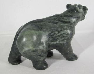 Vintage 1993 Canadian Polar Bear Soapstone Carving Sandy Cline yqz 3
