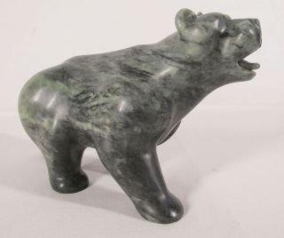Vintage 1993 Canadian Polar Bear Soapstone Carving Sandy Cline yqz 4