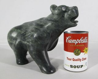 Vintage 1993 Canadian Polar Bear Soapstone Carving Sandy Cline yqz 5