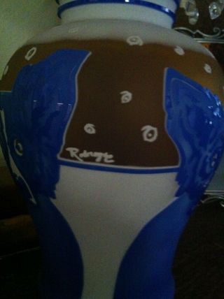 RARE George Rodrigue Pilgrim Blue Dog Vase - Winter Fest Cameo Glass 35 2
