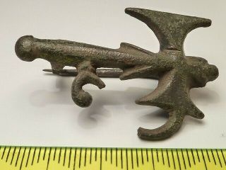 2945 Ancient Roman Bronze Rare Type Fibula,  Double Axe,  1 - 2 Century.