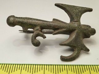 2945 Ancient Roman bronze rare type fibula,  double axe,  1 - 2 century. 2