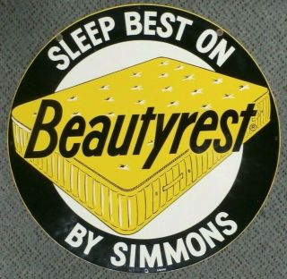 Rare Vintage 1954 Double Sided Porcelain Sign - Beautyrest By Simmons - 22 " Wide