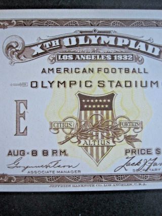 vTg 1932 Los Angeles CA American Football Olympic Stadium Ticket 8th August USC 4