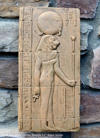 Egyptian Sekhmet Kom Ombo Temple Sculptural Wall Relief 11 " Plaque Art