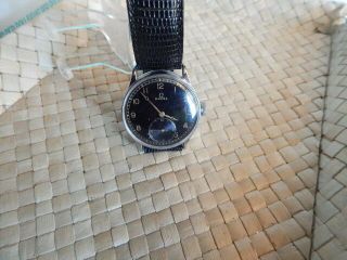 Vintage Men ' s Omega Military Black Dial Watch - 1935 10