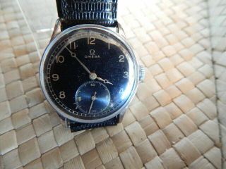 Vintage Men ' s Omega Military Black Dial Watch - 1935 2