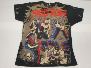 Vintage 1991 Skid Row All - Over Print Concert T - Shirt Large Screen Stars Rare Ex