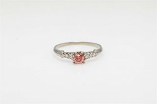 Antique 1940s.  65ct Vs Pink Diamond 14k White Gold Wedding Ring