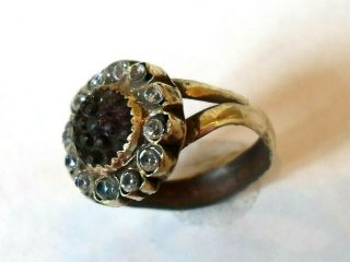 Offer Starts,  Detector Find & Polished,  Post Medieval Bronze Ring W/real Gemstones