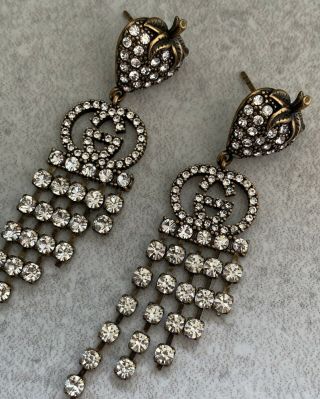 Signed Gucci Strawberry Crystal Earrings