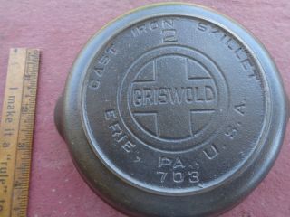 Rare No 2 Griswold Cast Iron Skillet Iron Frying Pan Heat Ring Large Block