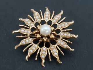 Victorian Solid 14k Yellow Gold Ladies Star Brooch Pin 10.  5 Grams If Scrap
