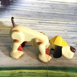 Vintage Romper Room Plastic Digger Dog Detective Pull Toy 1960`s 1970 