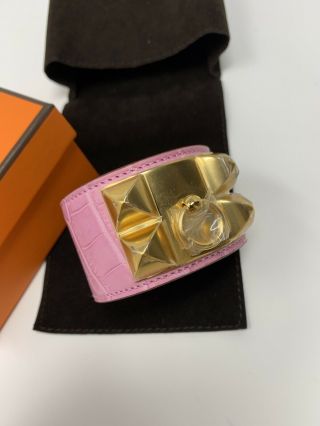 Bnib Hermes Collier De Chien Cdc Matte Alligator Pink With Gold Hardware Rare