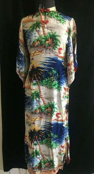 Vintage 1950s Pake Muu Tropical Hawaiian Dress,  Size M/l,  B:39 ",  W:32 "