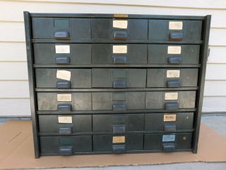 BIG Industrial Vintage 18 Drawer Parts Bin Hobart Cabinet 24T x 30W 2