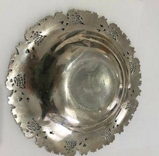 Victorian Era Sterling Repousse Sterling Silver Bon Nut Candy Bowl Dish 9 " Mono