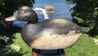 VINTAGE MASON PREMIER BLUEBILL DRAKE HOLLOW DUCK DECOY STRONG PAINT 3