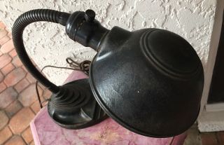 Antique Industrial Cast Iron & Metal Art Deco Goose Neck Table Lamp 2