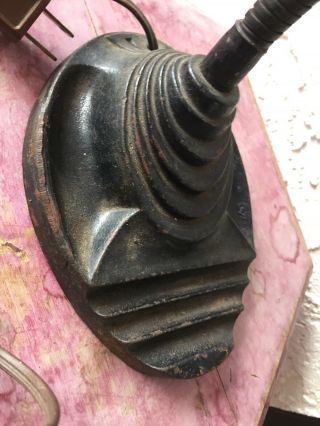Antique Industrial Cast Iron & Metal Art Deco Goose Neck Table Lamp 4