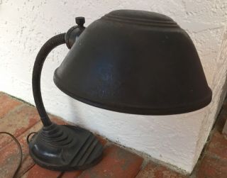 Antique Industrial Cast Iron & Metal Art Deco Goose Neck Table Lamp 6