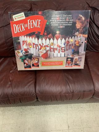 Mr Christmas Vintage " Deck The Fence " Large Animated Holiday Decoration