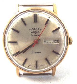 Vintage Rotary Hallmarked.  375 9k Gold Case Automatic Wristwatch (no Band) - W37