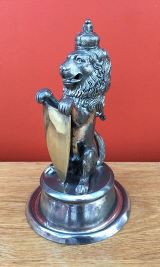 Unusual Victorian Silver Plated Novelty Inkwell In The Form Of A Lion