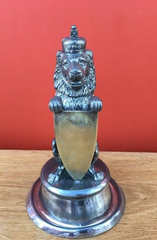 Unusual Victorian Silver Plated Novelty Inkwell In The Form Of A Lion 2