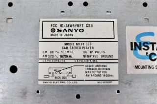 NOS Vintage Sanyo InDash High Power Mini Size AM/FM Cassette Car Stereo FT C38 7