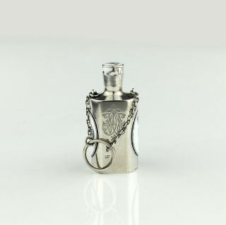 Rare Antique Novelty Victorian Sterling Silver Cologne Scent Bottle,  1883 3