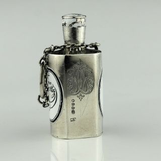 Rare Antique Novelty Victorian Sterling Silver Cologne Scent Bottle,  1883 7