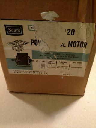 VTG Sears Craftsman 1 HP 8 or 10 inch Table Saw Motor 113.  12200 8