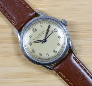Vintage Girard Perregaux Gyromatic Stainless Steel Automatic Leather Men 